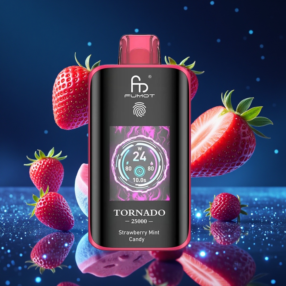 Fumot Tornado 25000 &ndash; Strawberry Mint Candy: disain, tehnilised andmed ja sensatsiooniline maitseelamus